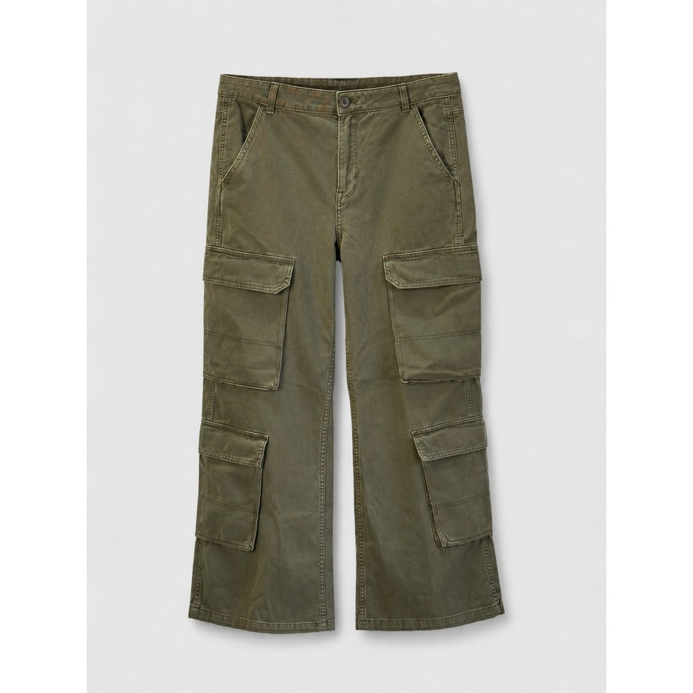 Wide Leg Cargo Pants Olive Green Utility Streetwear Gorpcore Y2K Womens Size 6